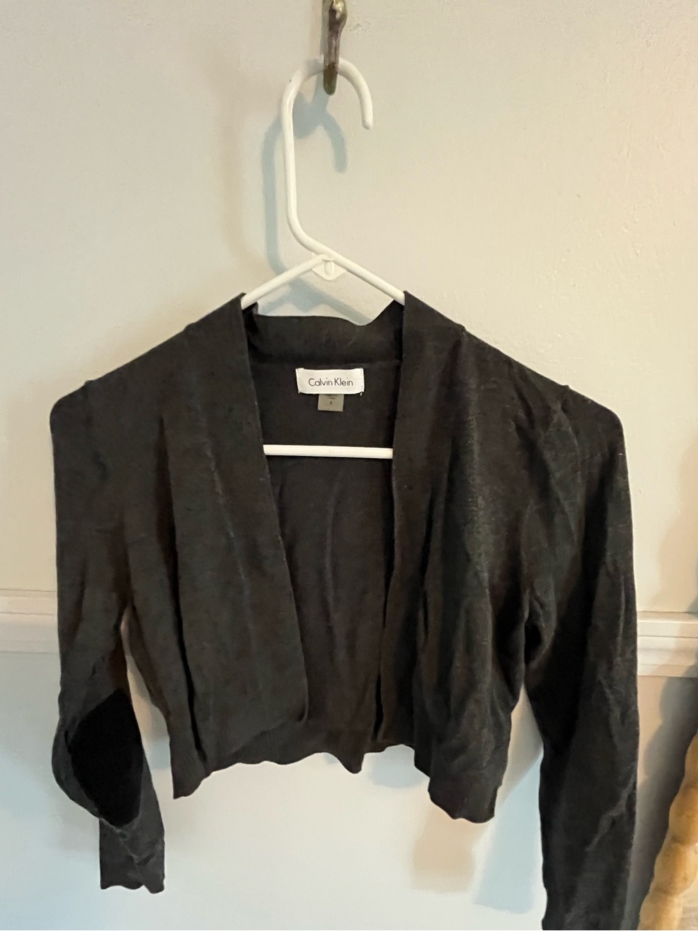 Calvin Klein Black Cropped Open-Front Cardigan Shrug